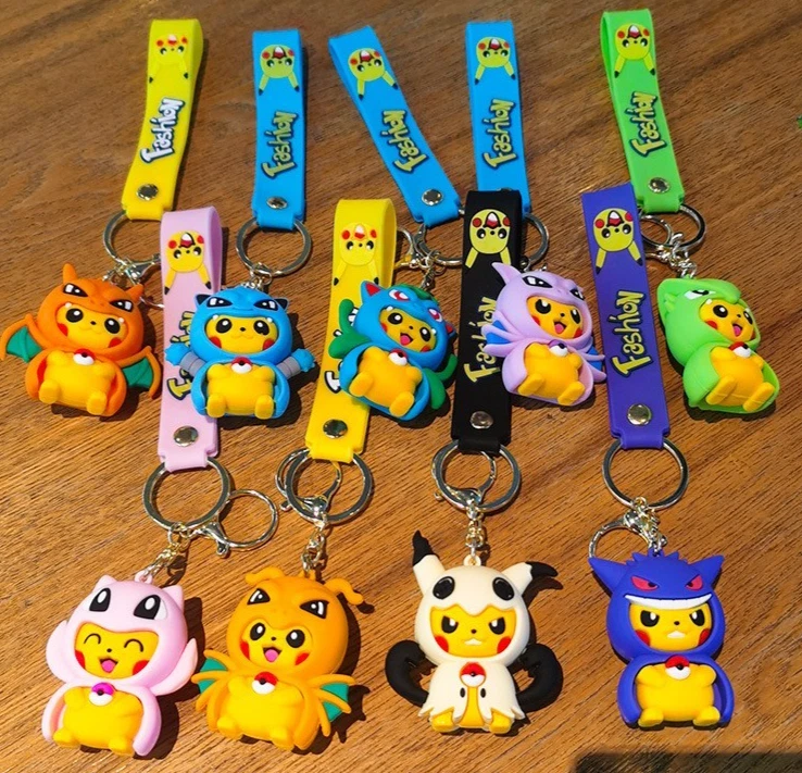 Pokemon Poncho Cosplay 3D Bag Keychain Keyring Gift Charizard Mew Gengar Mimikyu - Image 1 of 1