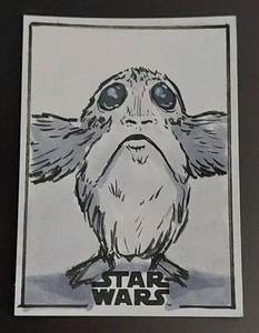 2017 Topps Star Wars: The Last Jedi Porg Sketch Art Card By Allen Grimes 1/1 - Picture 1 of 2