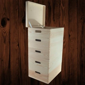 5 Tier Wooden Storage Crate Set Stackable Pine Boxes Lid Handles 40x30x66.5 cm - Picture 1 of 12