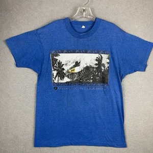 Vintage 80’s Hawaiian Legends T-Shirt Blue Graphic Print Single Stitch Mens L - Picture 1 of 10