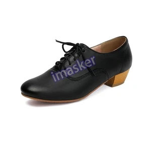 Womens Round Toe Comfort Block Mid Heel Shoes Lace Up Retro Brogue Oxford Shoes - Picture 1 of 13
