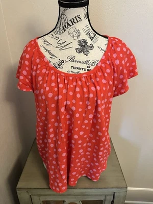 Blusa Loft Mujer Mediana Rojo Rosa Punto Estilo Campesino Cuello Redondo Mezcla de Lino Foto 1 de 4