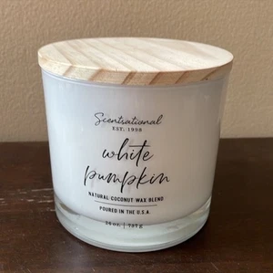 Scentsational White Pumpkin Candle  Glass Jar 26oz 3 Wick Coconut Wax - Picture 1 of 3