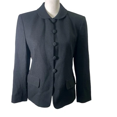 Jones New York Blazer 100% Wool Women's 10P Black Button Front Long Sleeve - Изображение 1 из 4