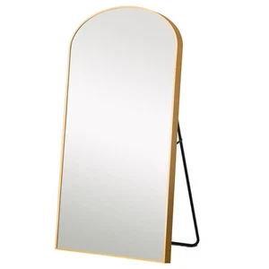 71" Gold Arch Metal Framed Freestanding Standing Mirror - Picture 1 of 8