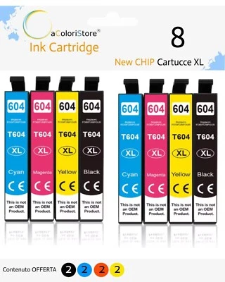 8 cartucce compatibili per T604XL Epson XP-2200 XP-2205 XP-3200 XP-3205 XP-4200