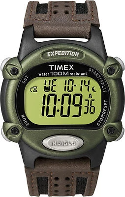 Timex T48042, Men's "Expedition" Chronograph Leather Watch, Alarm, Indiglo, NEW - Image 1 of 2