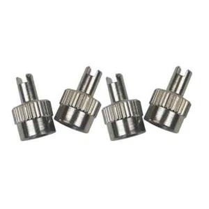 4 x Car Bike Metal Schrader Dust Valve Caps Key Core Removal Tool Tyre Wheel - Picture 1 of 5