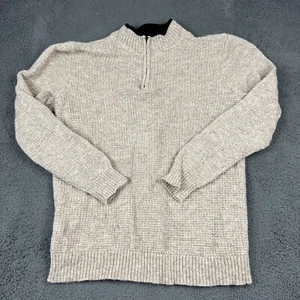 Pendleton Sweater Mens Large Beige Washable Wool Laine Lavable 1/4 Zip Quarter - Picture 1 of 5