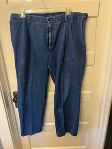 Jeans Haggar Para Hombres 44x30 Azul Denim Calce Clásico Cintura Ajustable Plisado Retro H6 - Imagen 1 de 5