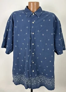 Vintage Eddie Bauer Shirt Men 2XL TALL Paisley Bandana Print Hawaiian Cotton Y2K - Picture 1 of 13