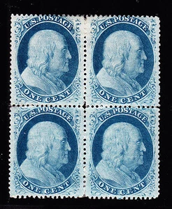 US 24 1c Franklin Mint Type V Block of 4 VF-XF OG H SCV $800 - Picture 1 of 2
