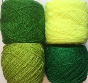 Crystal Lace yarn. Colors 110-136-38-635Acrylic/Rayon. 900yards, 3.5oz.4balls. - Picture 1 of 3