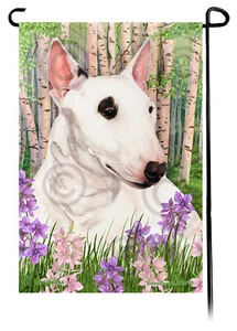 Spring Flowers Garden Flag - Mini Bull Terrier - Picture 1 of 1