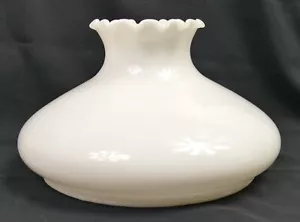 VTG 10" Fitter White Opal Milk Glass Crimp Top Tam-O-Shanter Student Lamp Shade - Picture 1 of 5