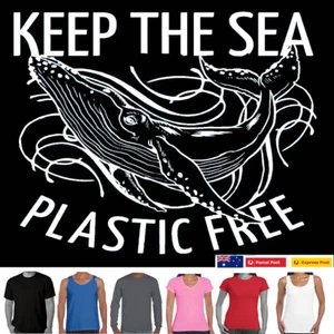 Keep the sea Free of plastic Whale t-shirt Humpback tee Designs Ladies T-Shirts - Picture 1 of 32
