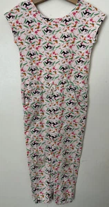 Dot Dot Smile Cotton Long Romper Jumpsuit Outfit Girls Size 7 Deer Birds Pockets - Picture 1 of 7