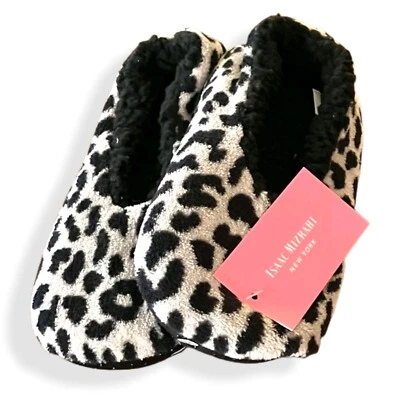 Isaac Mizrahi Leopard Print slippers Gripper Dots Women's Medium size 7/8.5 Gray - Image 1 of 4