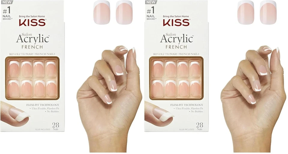 Kiss Salon Acrylic French Revolutionary Nails KSA15 Short (2 PACKS) L