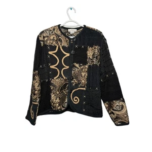 Sandy Starkman vintage patchwork knit tapestry quilted blazer jacket women large - Picture 1 of 7
