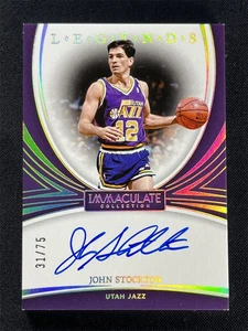 2023-24 Panini Immaculate Collection John Stockton #ILE-JS Legends Auto Jazz /75 - Picture 1 of 2