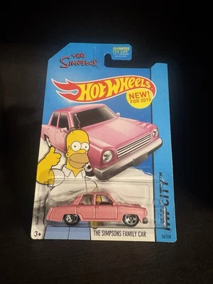 2015 Hot Wheels HW City #56/250 The Simpsons Family Car Pink RARE (Corner A) - Image 1 of 3