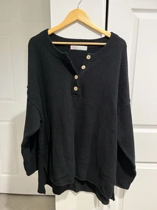 Maglione maglia maglione manica lunga FP Beach Free People Hailee bottoni taglia XL - Foto 1 di 8