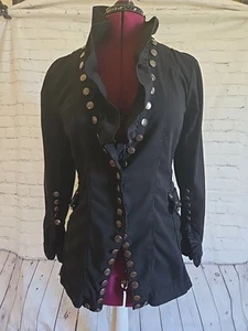 Linda Carlén designer sweden jacket size M black buttons Military Vampire Goth - Picture 1 of 19