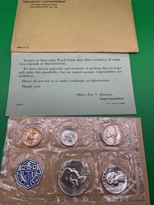 1957 US Mint Silver Proof Set 5 Coins in Flat Pack Opened - Image 1 of 4