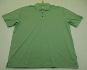IZOD Men's Size XL Athletic GOLF Short Sleeve Green Striped Polo Shirt - Picture 1 of 6