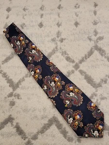 Vintage Disney Men's Tie 61"L Multicolor Paisley Mickey Donald Duck Goofy 90s - Picture 1 of 6
