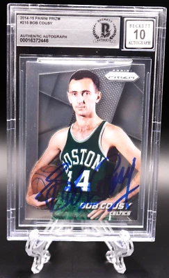 BOB COUSY SIGNED 2014-15 PANINI PRIZM #215 CARD BECKETT BAS BGS GRADED 10 AUTO - Image 1 of 3