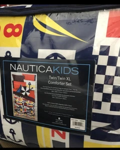 Nautica Reversible Anchor 100% Fine Imported Cotton Kids Comforter - Picture 1 of 3