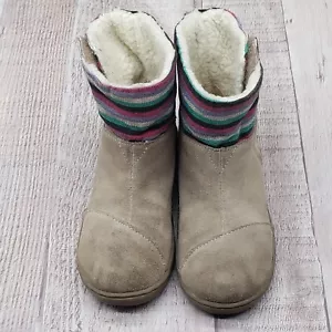 TOMS Tiny Toms Nepal Toddler Girls Boots Size T-10 Beige Suede Faux Fur Lining - Picture 1 of 11