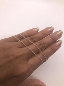 Cable Chain Necklace 925 Sterling Silver 1 mm - Italy Italian 20" Rolo - Picture 1 of 6