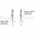 2-8pcs Stainless Steel Cross Dangle Hinged Hoop Earrings Piercing For Men Women