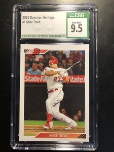 2020 Bowman Heritage MIKE TROUT #1 CSG 9.5 Gem Mint Angels