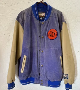 NY Knicks Vintage Leather Varsity Style Jacket XXL GIII Hardwood Classic NBA - Picture 1 of 16