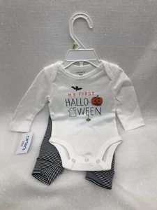 Carters 2 Stück MY FIRST HALLOWEEN Jungen Mädchen Unisex Fledermäuse Kürbis Geist 3M NEU - Bild 1 von 9