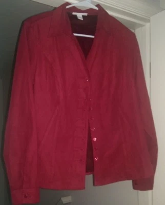 Dressbarn Womens Shirt Top Blouse Size L Large Red - Image 1 of 3