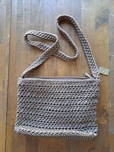 Lina Häkel Strick Handtasche Boho Handtasche hellbraun beige geflochtener Griff NEU - Bild 1 von 9