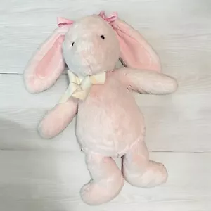 Pottery Barn Kids PBK Bunny Rabbit Plush Light Pink 15” Bows Baby Shower Soft - Picture 1 of 11
