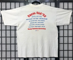Camiseta Farm Aid Virginia 1999 XL blanca puntada única vintage Willie Neil PP - Imagen 1 de 14