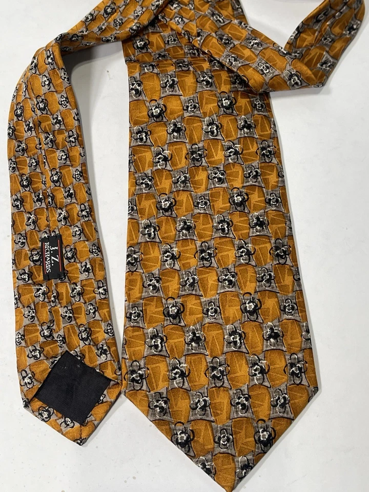 Corbata de seda JZ Richards para Nordstrom naranja geométrica vintage hecha a mano EE. UU. Foto 1 de 4