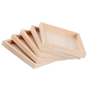 Bandeja de madera sin terminar de 5 piezas bandejas rompecabezas apilables alimentos decorativos - Imagen 1 de 12