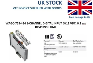 Wago 753-434 8-channel digital input, 5/12 VDC, 0.2 ms response time - Picture 1 of 5