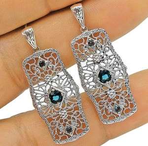 Natural Apatite 925 Solid Sterling Silver Victorian Style Earrings Jewelry NU1-3 - Picture 1 of 1