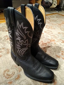 ARIAT LEGEND BLACK DEERTAN LEATHER SQUARE TOE COWBOY BOOTS #35705 MEN'S 11D - Picture 1 of 12