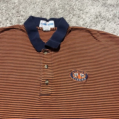 Auburn Tigers Vintage Polo Shirt Mens XL Striped Orange Blue Football Rugby - Image 1 of 4
