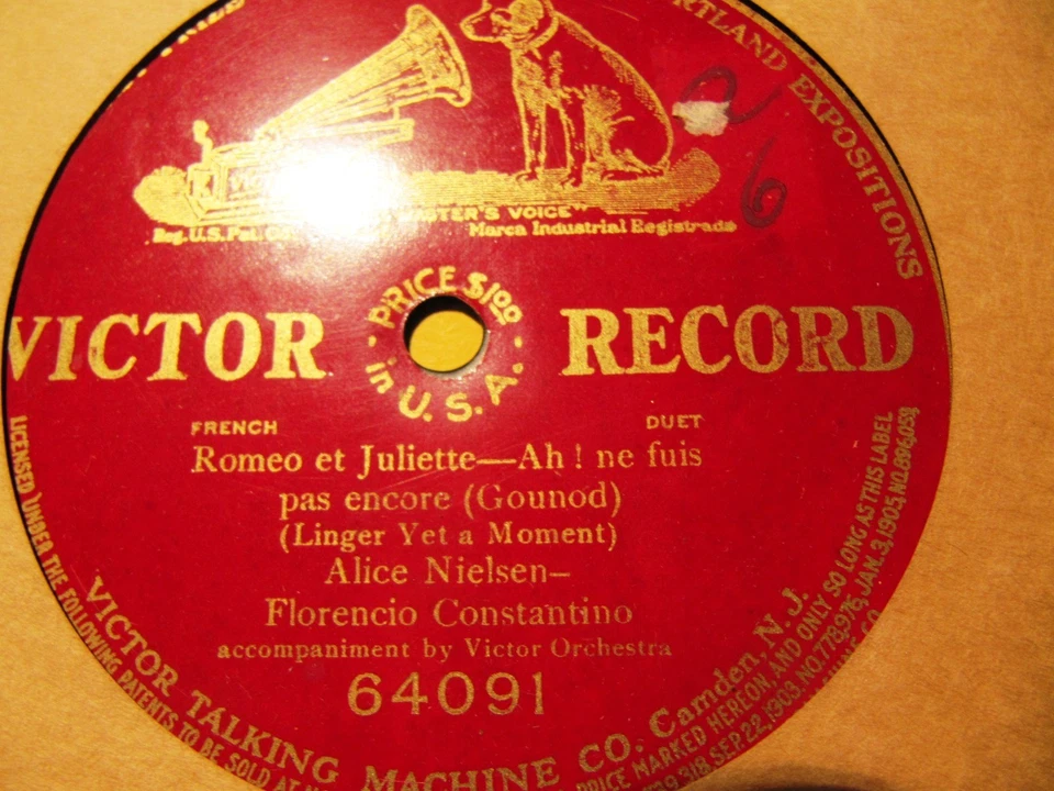 1906 Alice NIELSEN Florencio CONSTANTINO ROMEO et Juliette Ah ne fuis VIC 64091 - Image 1 of 1